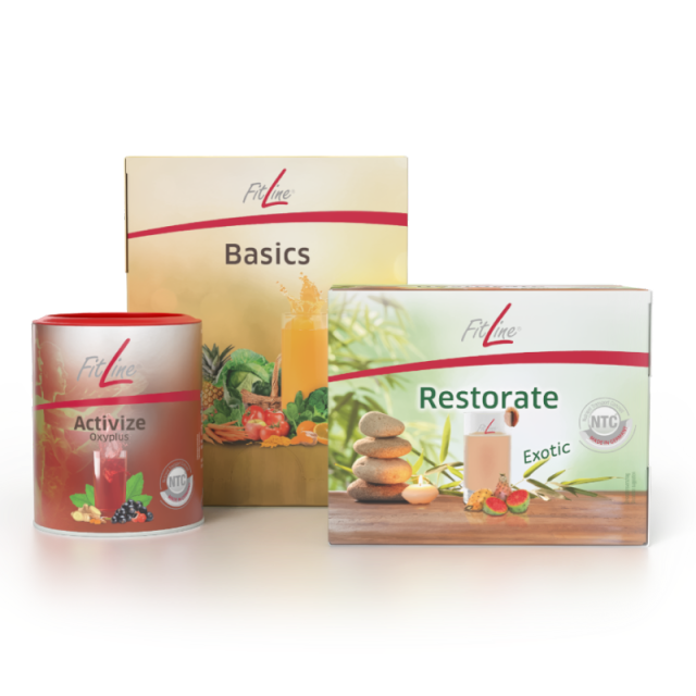 FitLine Optimal-Set (PowerCocktail + Basics + Restorate Exotic)